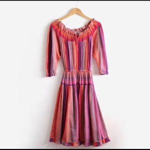 Vintage 70s ADINI Indian Gauze Cotton Midi Dress